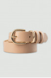 Beige belt with golden buckle